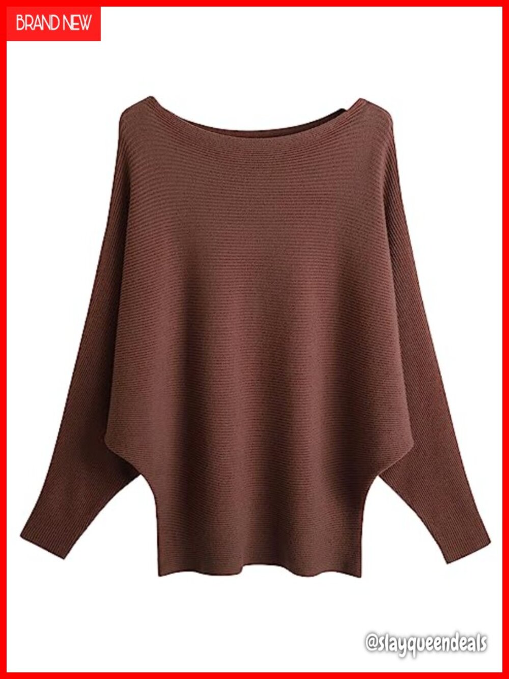 Oversized Boat Neck Batwing Sleeve Knitted Pullover Sweater Lightweight